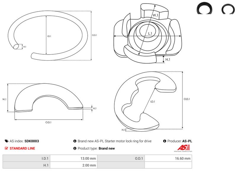 Remondikomplekt, Starter, AS-PL SDK0003