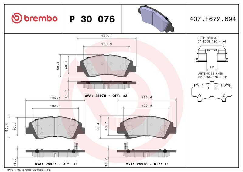Remblokken set Voor , past: HYUNDAI I10 II, I10 III 1.0/1.0LPG/1.2 08.13-