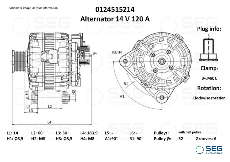 SEG Automotive 0124515214 Alternator