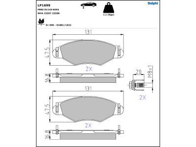 DELPHI LP1699 Brake Pad Set, disc brake