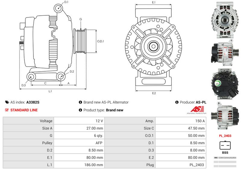 AS-PL A3382S Alternator