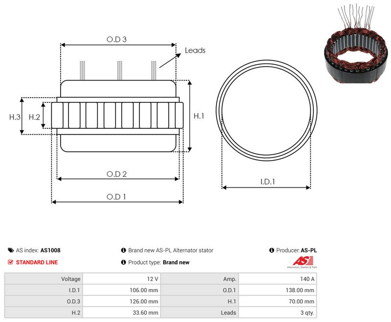 Staator, generaator, AS-PL AS1008