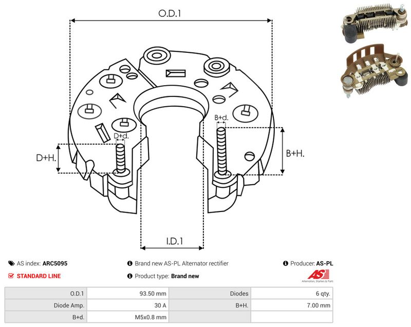 AS-PL ARC5095 Rectifier, alternator