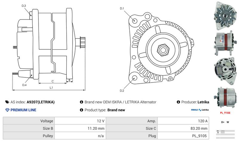 AS-PL A9207(LETRIKA) Alternator