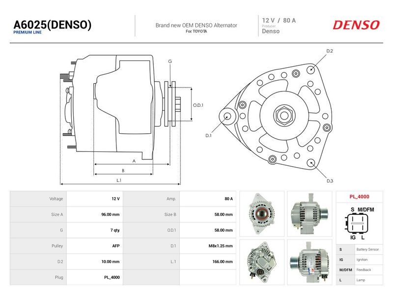 Generaator, AS-PL A6025(DENSO)