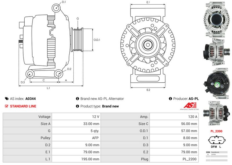 AS-PL A0344 Alternator