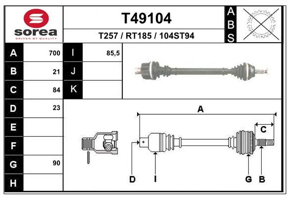 EAI hajtótengely T49104