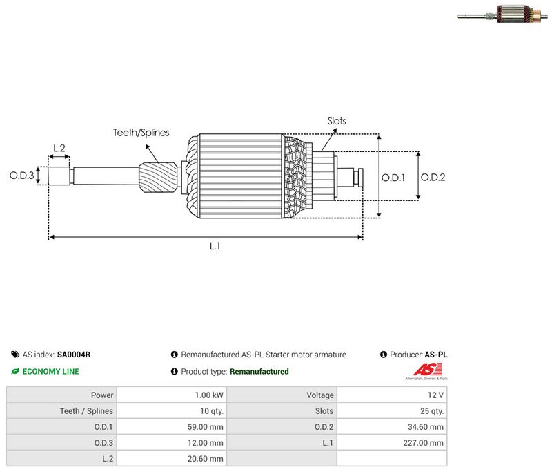 AS-PL SA0004R Armature, starter