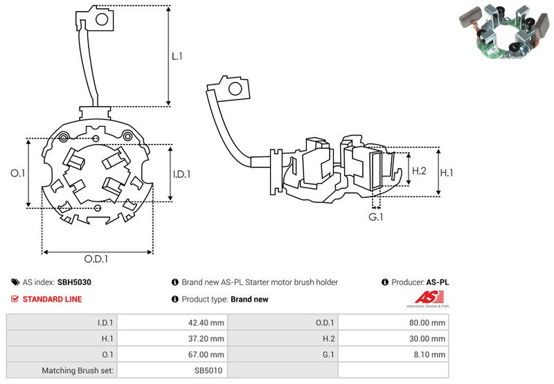 AS-PL SBH5030 Holder, carbon brushes