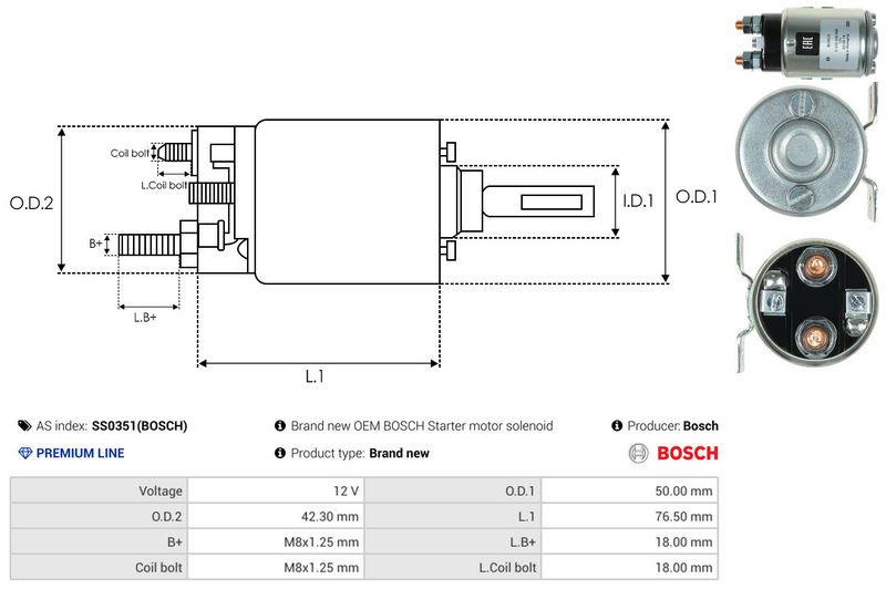 AS-PL SS0351(BOSCH) Solenoid Switch, starter