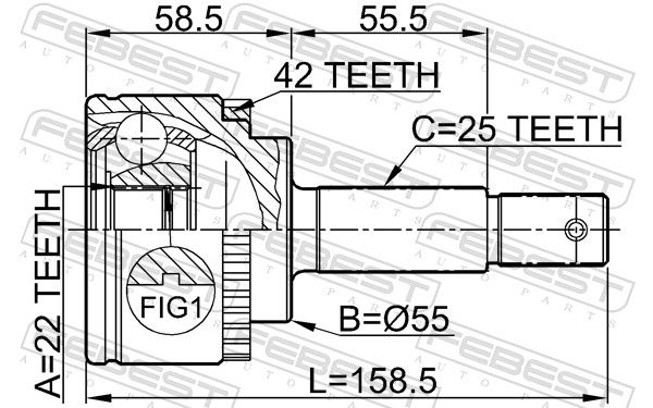 FEBEST 0210-N16A42 Joint Kit, drive shaft