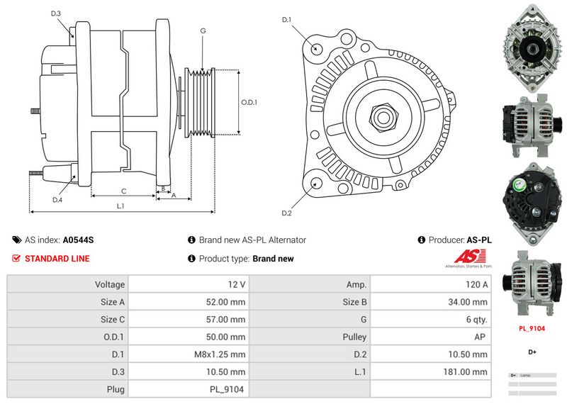 AS-PL A0544S Alternator