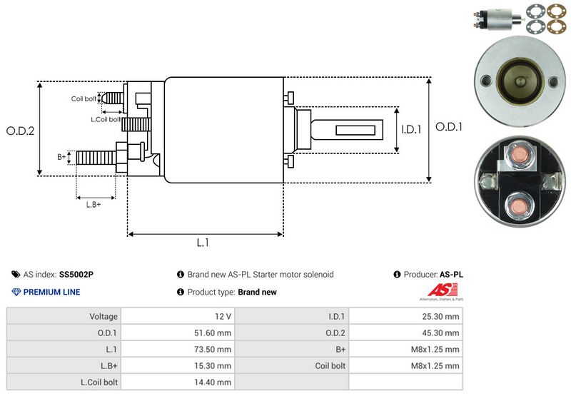 AS-PL SS5002P Solenoid Switch, starter