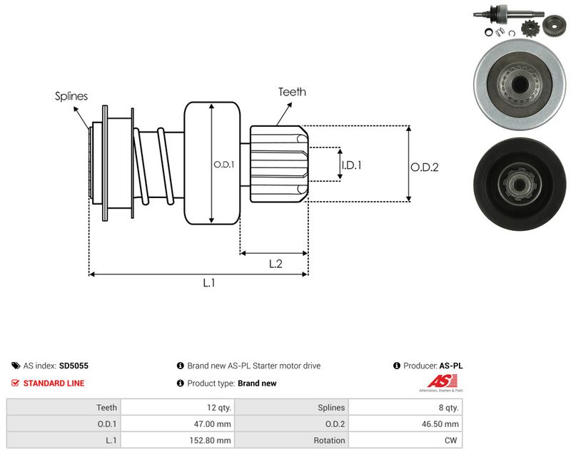 AS-PL SD5055 Freewheel Gear, starter