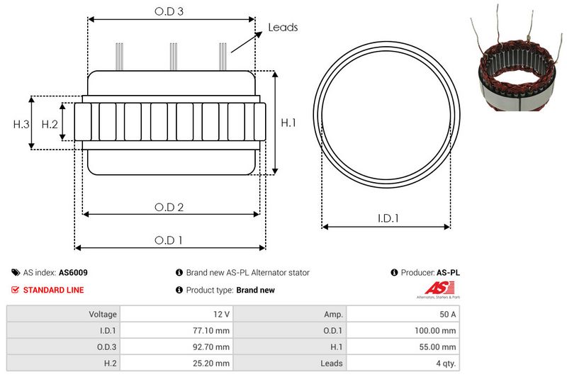 Staator, generaator, AS-PL AS6009