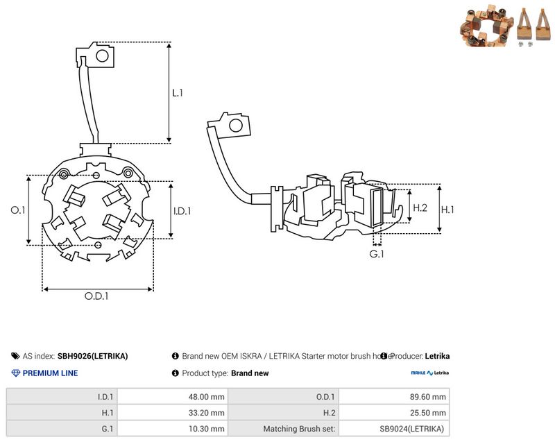 AS-PL SBH9026(LETRIKA) Holder, carbon brushes