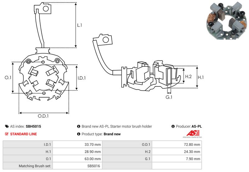 Kinnitus, süsinikuharjad, AS-PL SBH5015