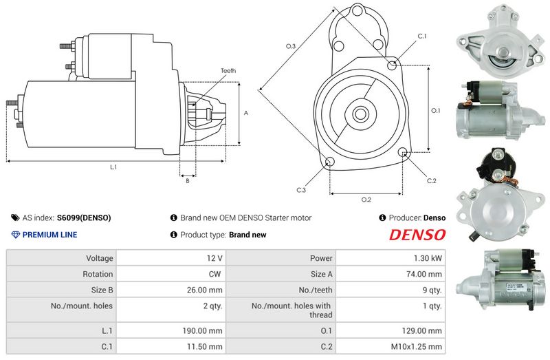 AS-PL S6099(DENSO) Starter