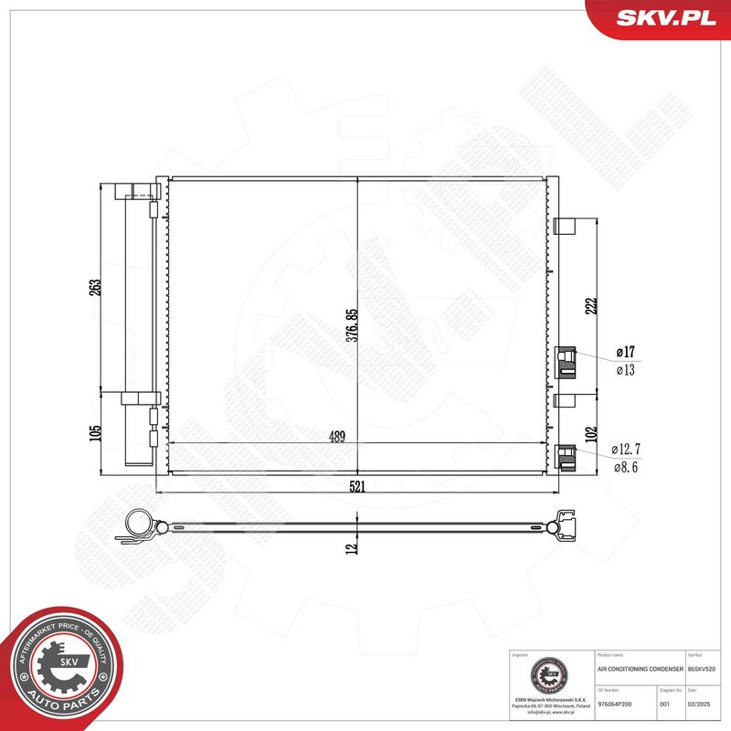 ESEN SKV 86SKV520 Condenser, air conditioning