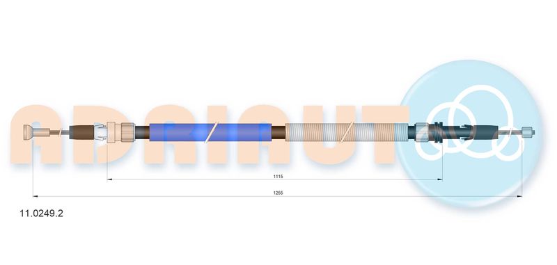 Тросовий привод, стоянкове гальмо, CITROEN трос ручного гальма прав.Jumpy,Fiat Scudo,Peugeot 07- (1255/1114mm), Adriauto 11.0249.2
