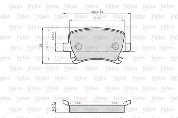 Комплект гальмівних накладок, дискове гальмо, Valeo 872914