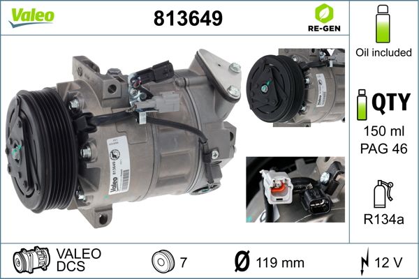 VALEO Compressor, airconditioning 813649