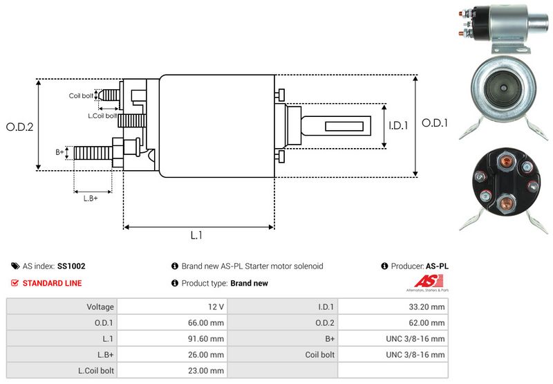 Magnetlülitus, starter, AS-PL SS1002