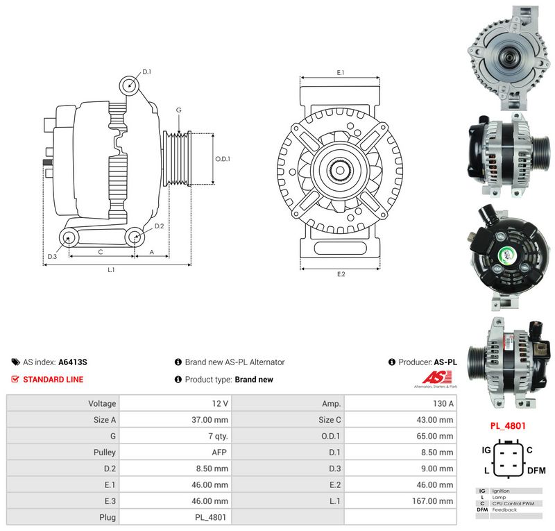 Generaator, AS-PL A6413S
