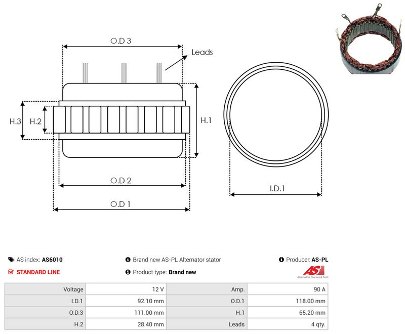 Staator, generaator, AS-PL AS6010