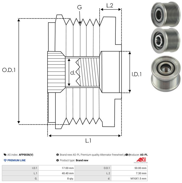 AS-PL AFP0036(V) Alternator Freewheel Clutch