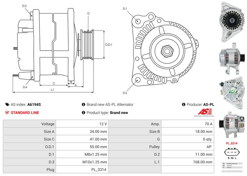 AS-PL A6194S Alternator