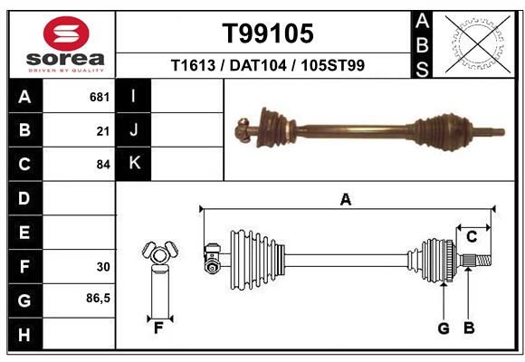 EAI hajtótengely T99105