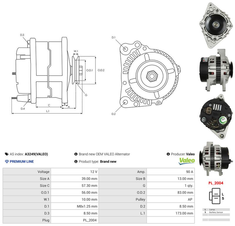 AS-PL A3249(VALEO) Alternator