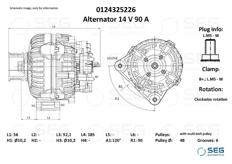 SEG Automotive 0124325226 Alternator