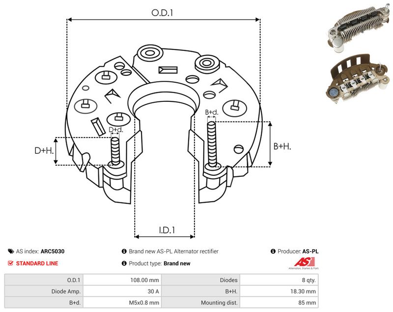 AS-PL ARC5030 Rectifier, alternator