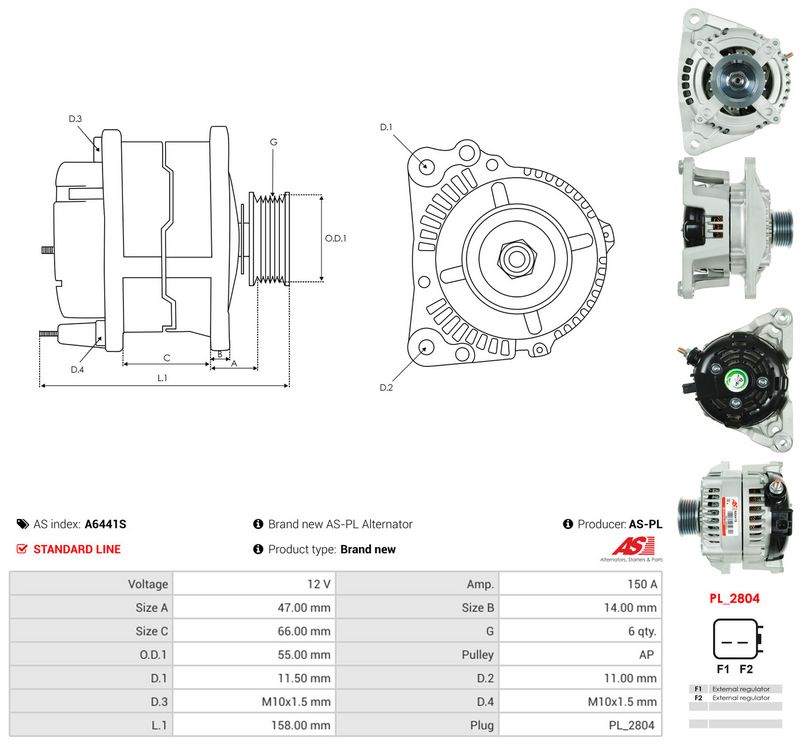 Generaator, AS-PL A6441S