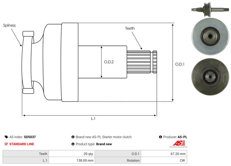 Hammastrummel, starter, AS-PL SD5037