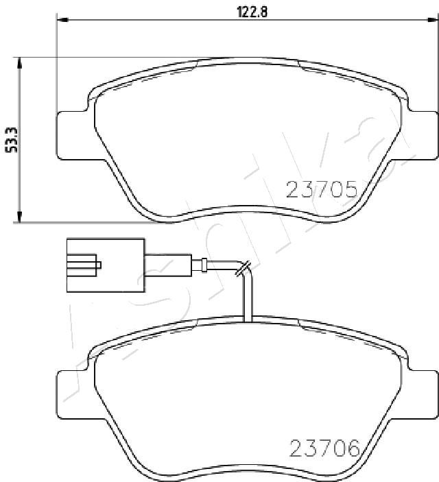 Комплект гальмівних накладок, дискове гальмо, Ashika 50-00-0624