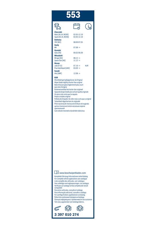 BOSCH 3 397 010 274 Wiper Blade