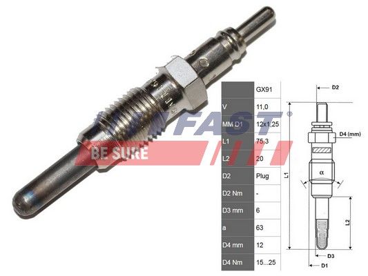 Свічка розжарювання, Fast FT82728