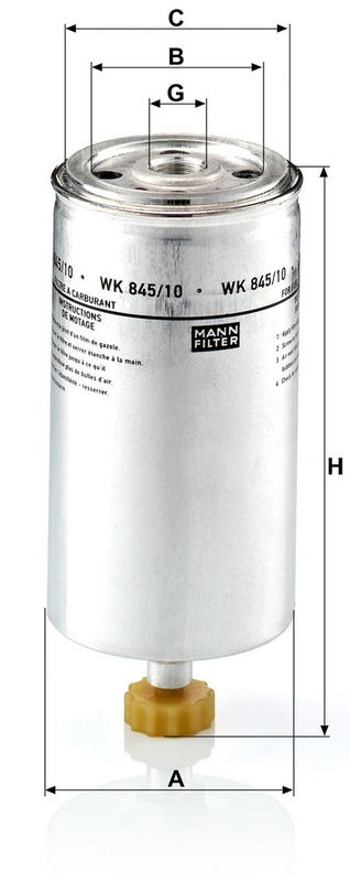 Kütusefilter, MANN-FILTER WK 845, 10