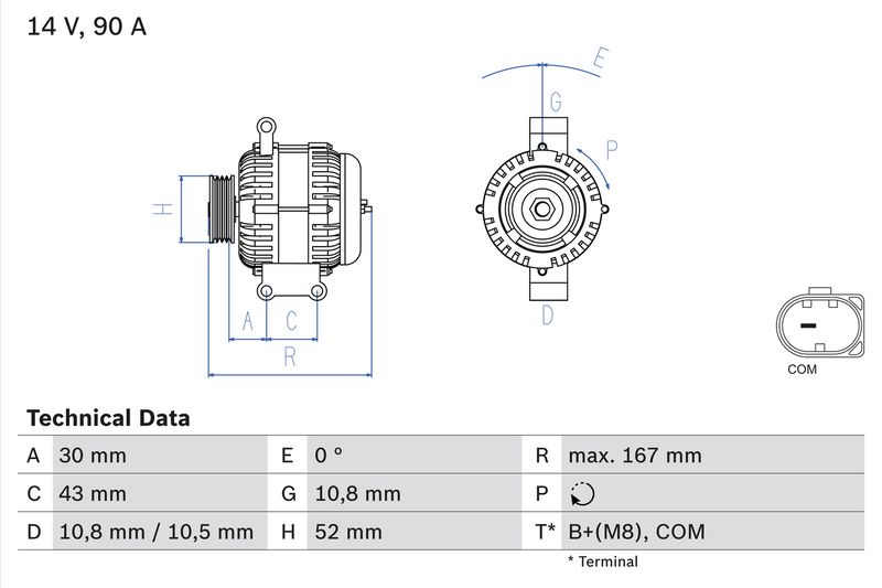 BOSCH Dynamo / Alternator 0 986 080 500