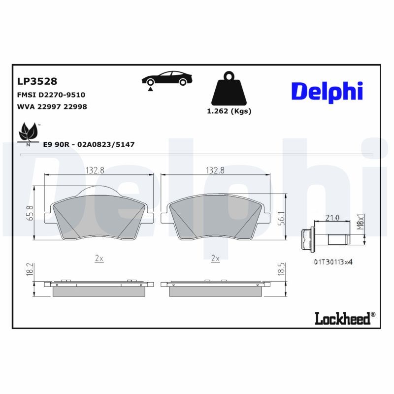 Piduriklotsi komplekt, ketaspidur, DELPHI LP3528