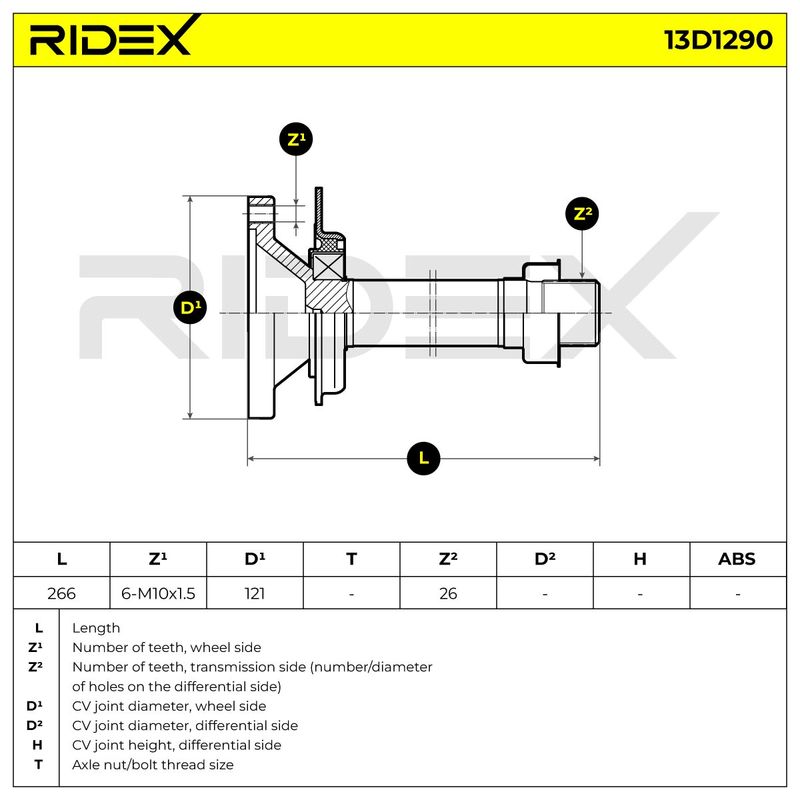 полуоска RIDEX