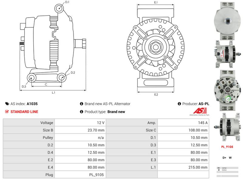 AS-PL A1035 Alternator