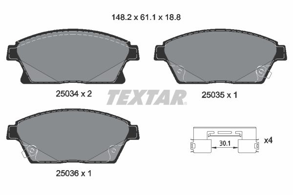 TEXTAR fékbetétkészlet, tárcsafék 2503401