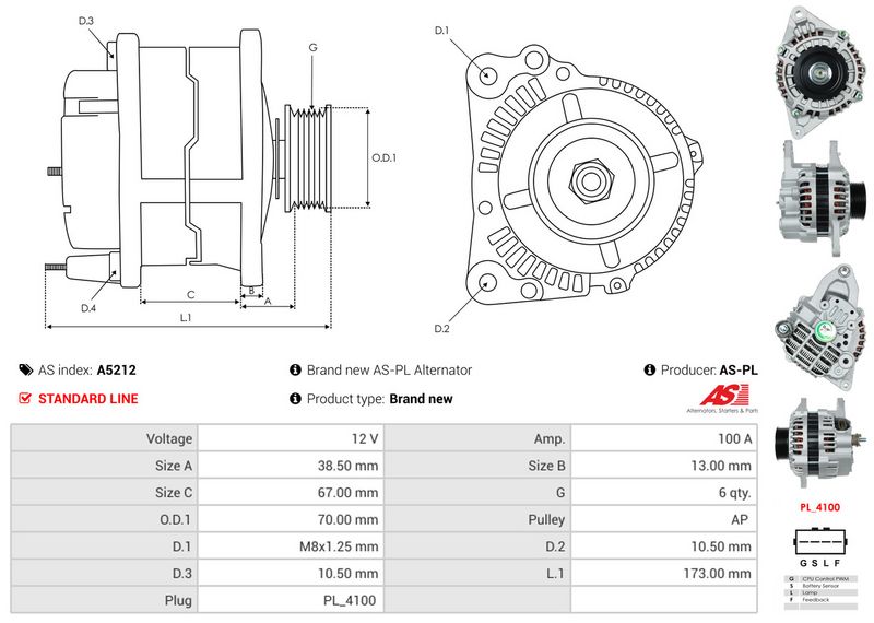 AS-PL A5212 Alternator