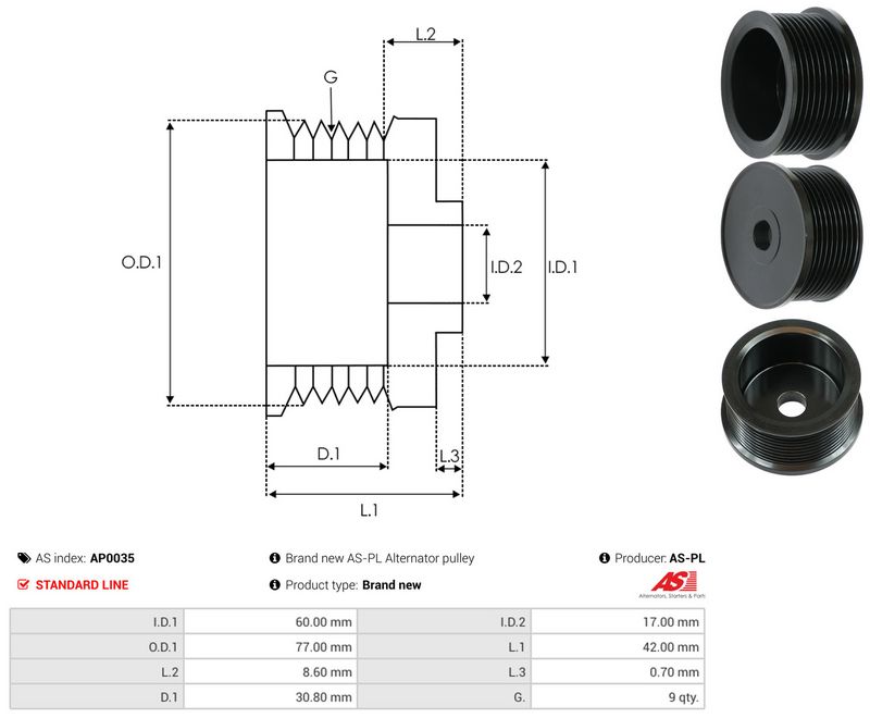 Rihmaratas, generaator, AS-PL AP0035
