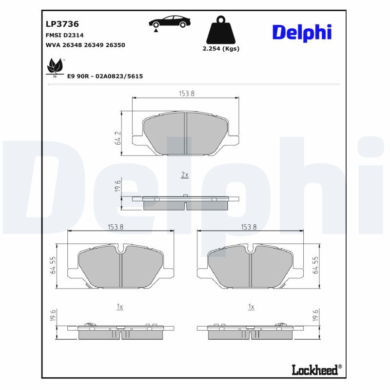 Set placute frana,frana disc LP3736 DELPHI
