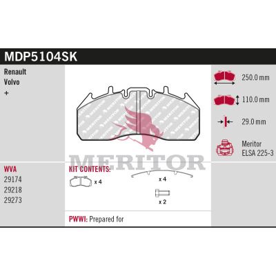 Product Bremžu uzliku kompl., Disku bremzes MERITOR MDP5104SK Image